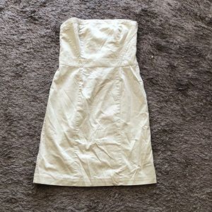 H&M Strapless Cream Lined Mid-length Zipper Dress